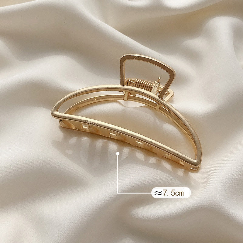 Fashion Gold Color Hollow Geometric Hair Clips Metal Hair Claw Cross Hairclip Headband Hairpin Hair Crab Women Hair Accessories